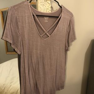 Mauve Cross Neck Tee